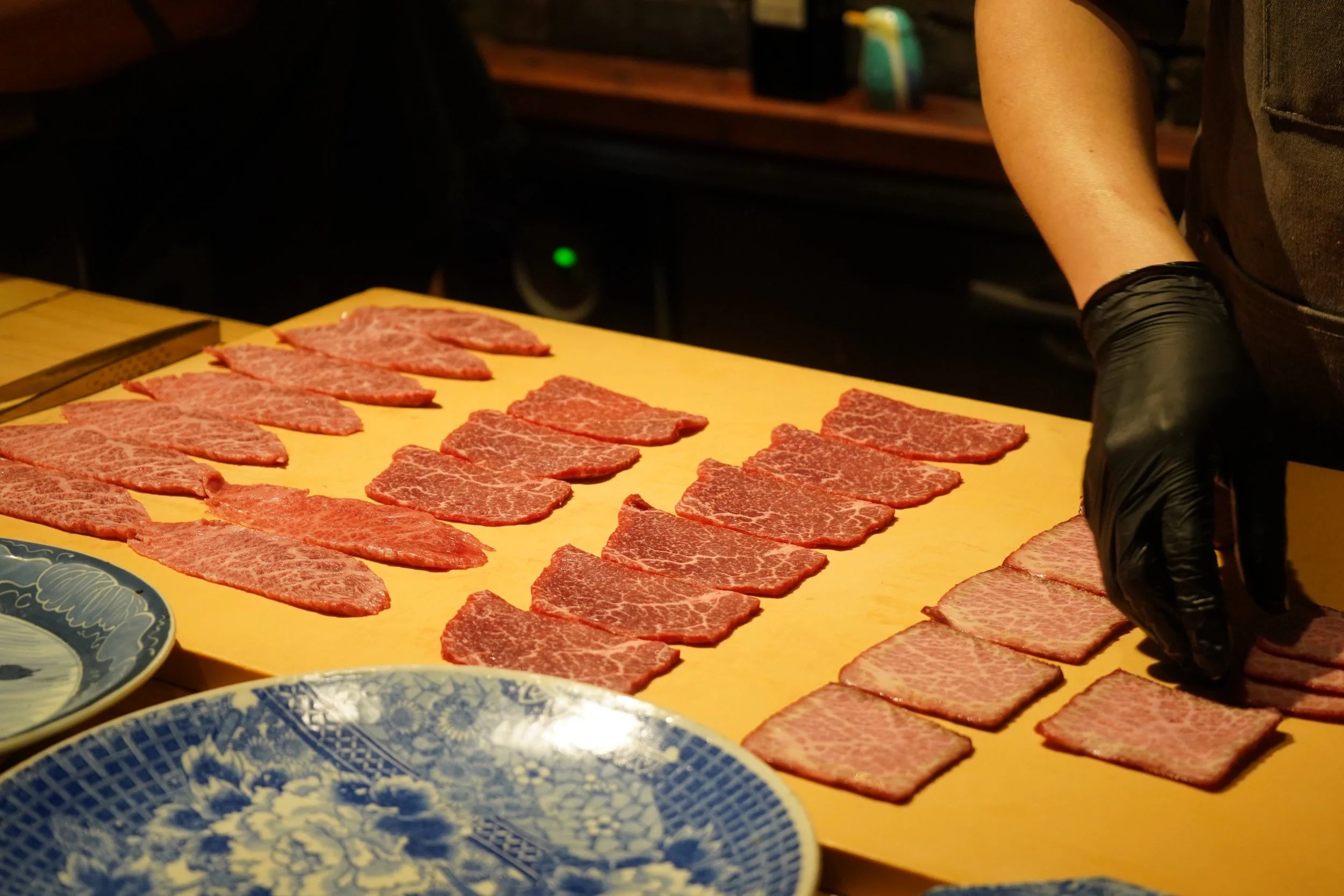 Sliced marbled wagyu